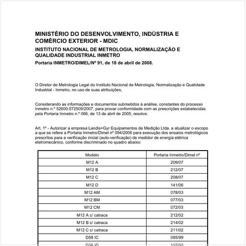 Portaria DIMEL/INMETRO 91:2008 - Situação: Revogado