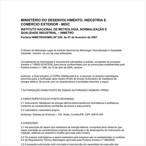 Portaria DIMEL/INMETRO 39:2007 - Situação: Revogado