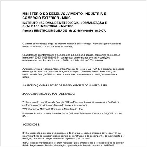 Portaria DIMEL/INMETRO 56:2007 - Situação: Revogado