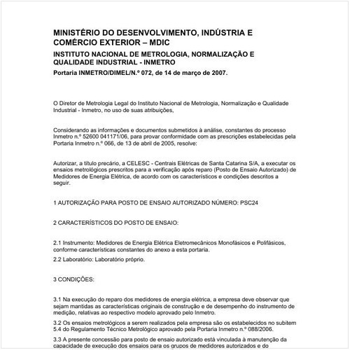 Portaria DIMEL/INMETRO 72:2007 - Situação: Revogado