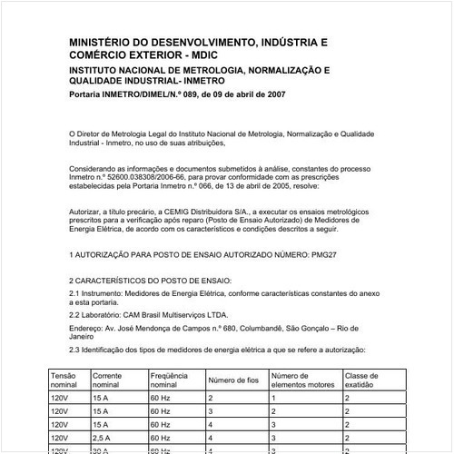 Portaria DIMEL/INMETRO 89:2007 - Situação: Revogado
