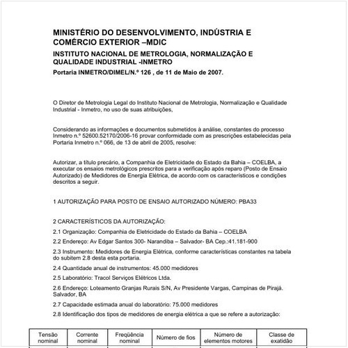 Portaria DIMEL/INMETRO 126:2007 - Situação: Revogado