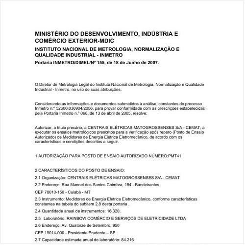 Portaria DIMEL/INMETRO 155:2007 - Situação: Revogado