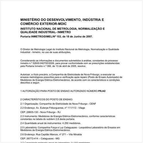 Portaria DIMEL/INMETRO 153:2007 - Situação: Revogado