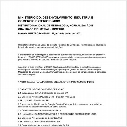 Portaria DIMEL/INMETRO 157:2007 - Situação: Revogado