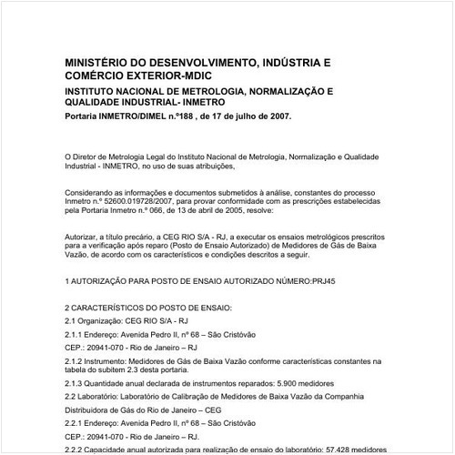 Portaria DIMEL/INMETRO 188:2007 - Situação: Revogado