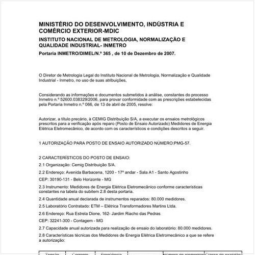 Portaria DIMEL/INMETRO 365:2007 - Situação: Revogado