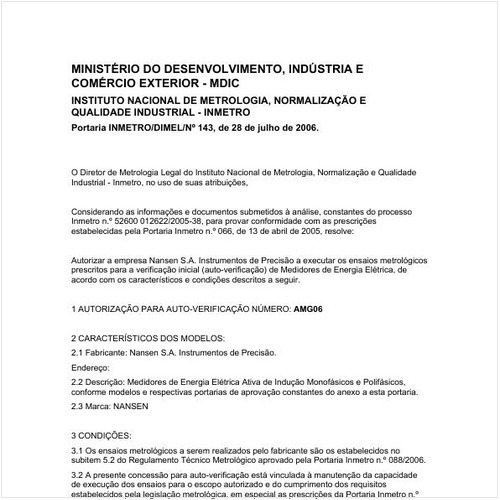 Portaria DIMEL/INMETRO 143:2006 - Situação: Revogado