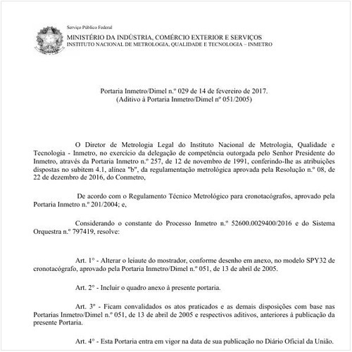 Portaria DIMEL/INMETRO 29:2017 - Situação: Em vigor