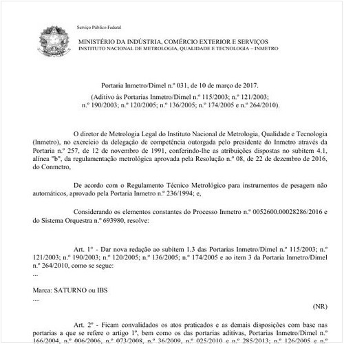Portaria DIMEL/INMETRO 31:2017 - Situação: Em vigor