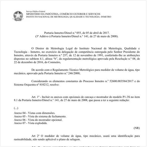 Portaria DIMEL/INMETRO 55:2017 - Situação: Em vigor