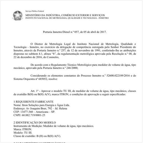 Portaria DIMEL/INMETRO 57:2017 - Situação: Revisto