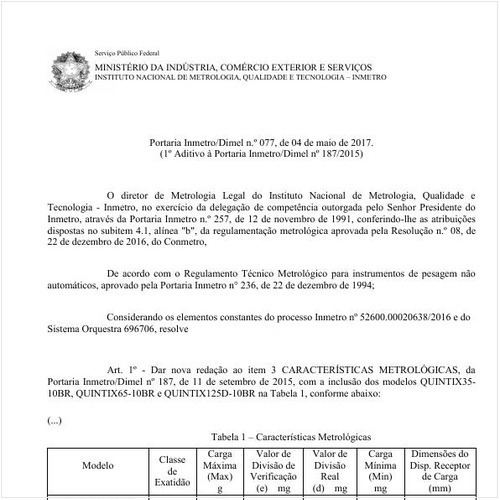 Portaria DIMEL/INMETRO 77:2017 - Situação: Em vigor