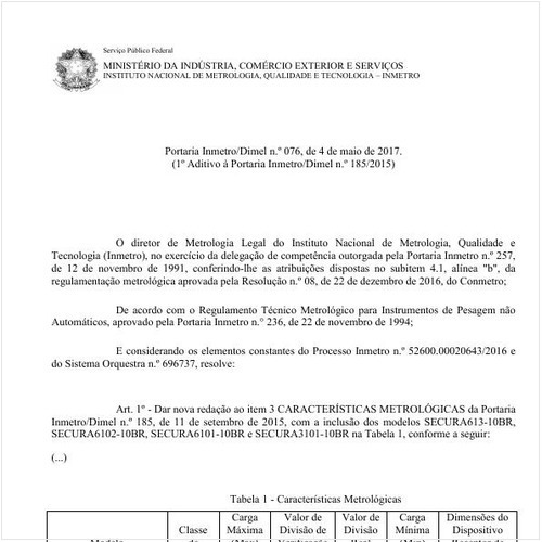 Portaria DIMEL/INMETRO 76:2017 - Situação: Em vigor