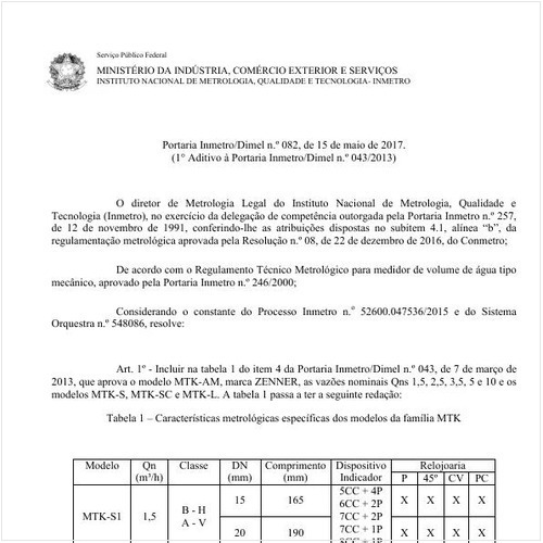 Portaria DIMEL/INMETRO 82:2017 - Situação: Em vigor