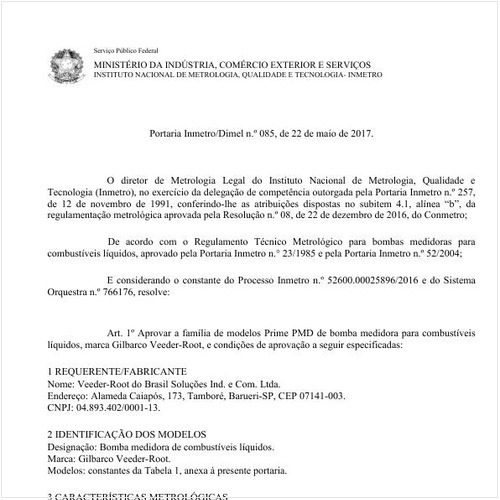 Portaria DIMEL/INMETRO 85:2017 - Situação: Revisto