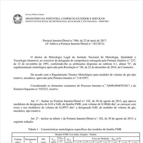 Portaria DIMEL/INMETRO 86:2017 - Situação: Em vigor