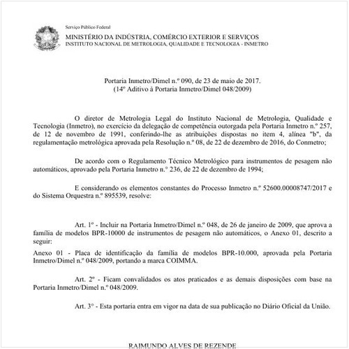 Portaria DIMEL/INMETRO 90:2017 - Situação: Em vigor