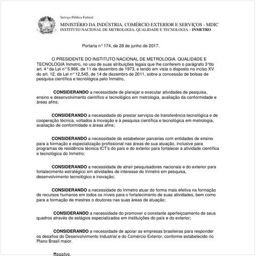 Portaria INMETRO/MDIC 174:2017 - Situação: Revisto