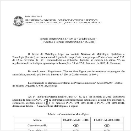 Portaria DIMEL/INMETRO 100:2017 - Situação: Em vigor