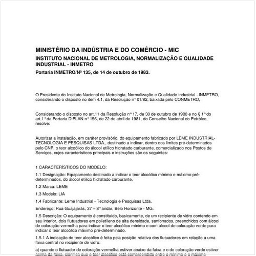Portaria INMETRO/MDIC 135:1983 - Situação: Revogado