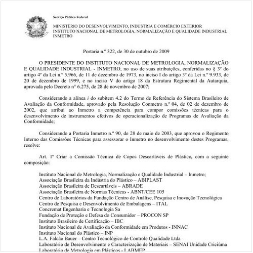 Portaria INMETRO/MDIC 322:2009 - Situação: Revogado