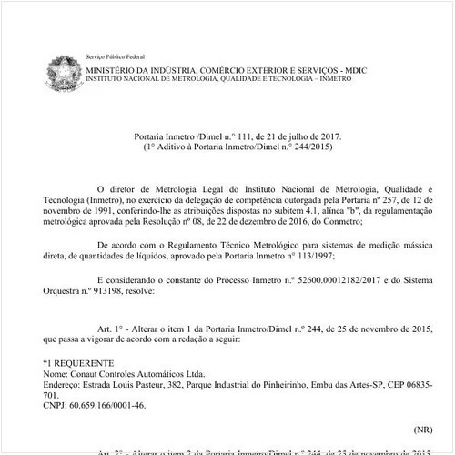 Portaria DIMEL/INMETRO 111:2017 - Situação: Revisto