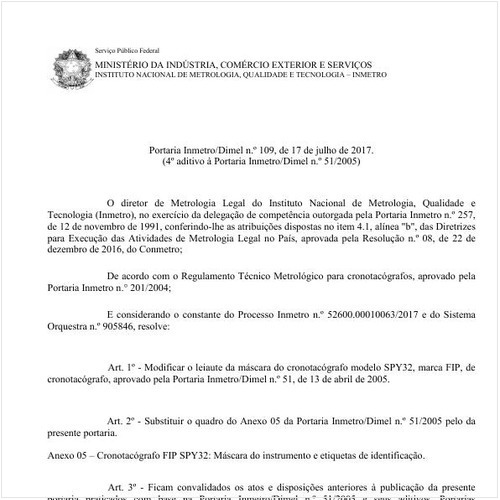 Portaria DIMEL/INMETRO 109:2017 - Situação: Em vigor
