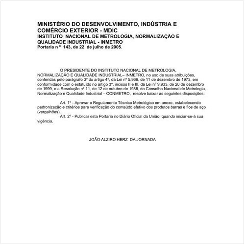 Portaria INMETRO/MDIC 143:2005 - Situação: Revogado