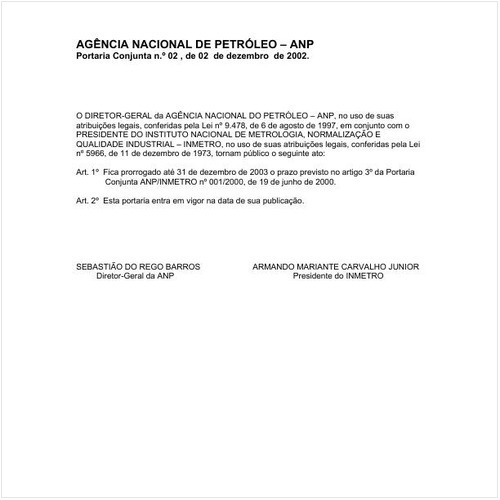 Portaria ANP/MME 2:2002 - Situação: Revogado