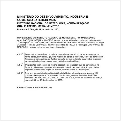 Portaria INMETRO/MDIC 69:2001 - Situação: Revogado