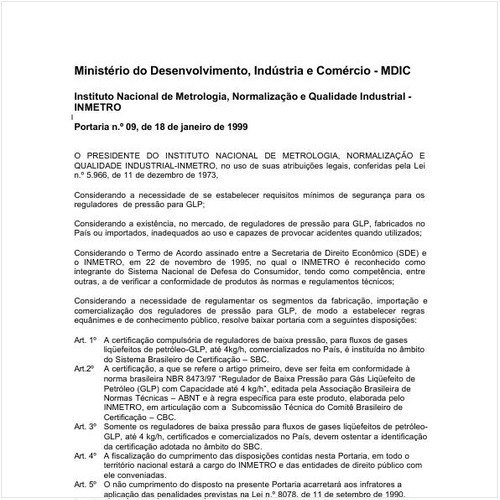 Portaria INMETRO/MDIC 9:1999 - Situação: Revogado