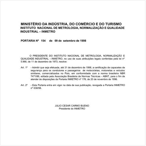 Portaria INMETRO/MICT 154:1998 - Situação: Revogado