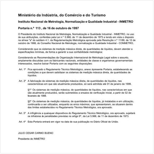 Portaria INMETRO/MICT 113:1997 - Situação: Revogado