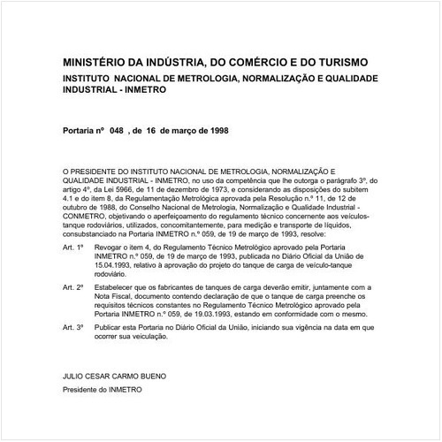 Portaria INMETRO/MICT 48:1998 - Situação: Revogado
