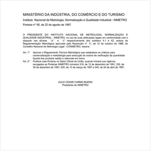 Portaria INMETRO/MICT 95:1997 - Situação: Revogado
