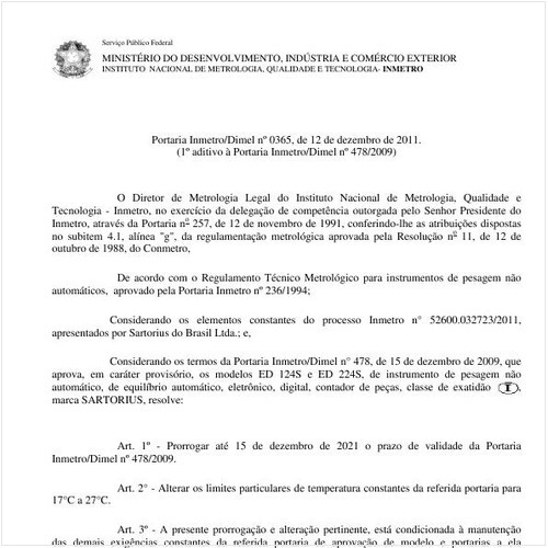 Portaria INMETRO/DIMEL 365:2011 - Situação: Em vigor