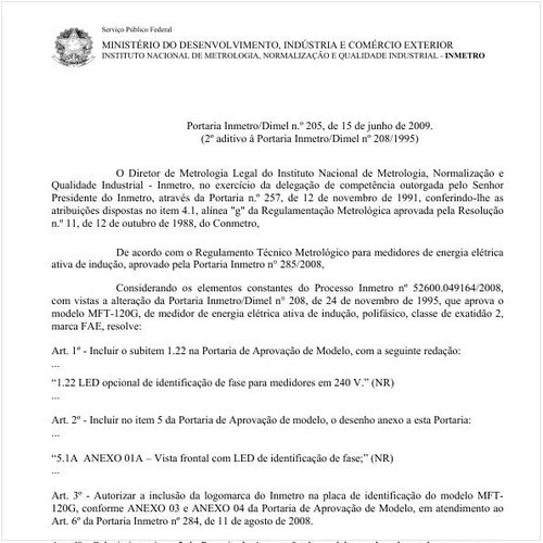Portaria INMETRO/DIMEL 205:2009 - Situação: Em vigor