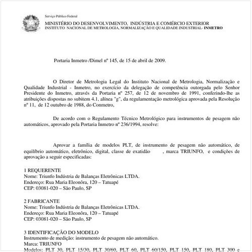Portaria INMETRO/DIMEL 145:2009 - Situação: Em vigor