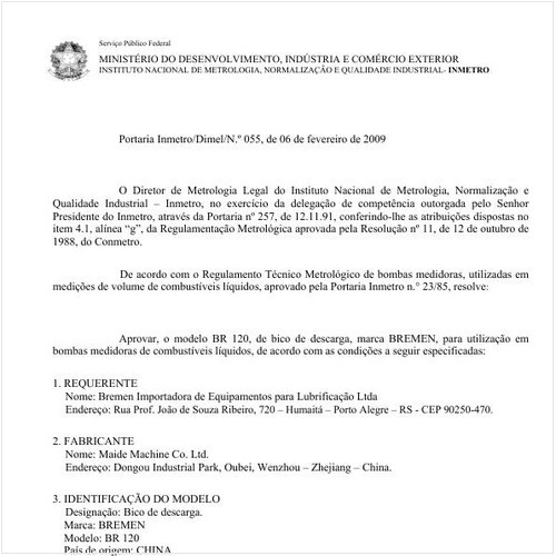 Portaria DIMEL/INMETRO 55:2009 - Situação: Em vigor