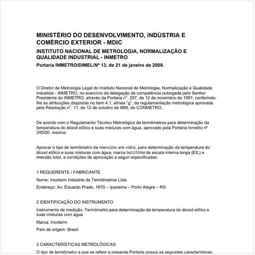 Portaria DIMEL/INMETRO 13:2008 - Situação: Em vigor
