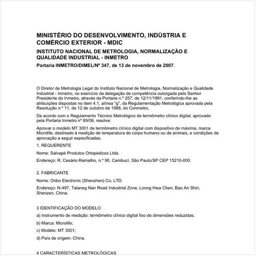 Portaria DIMEL/INMETRO 347:2007 - Situação: Em vigor