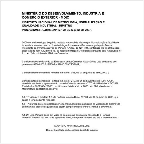 Portaria DIMEL/INMETRO 177:2007 - Situação: Revogado