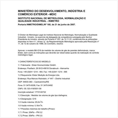 Portaria DIMEL/INMETRO 160:2007 - Situação: Revisto
