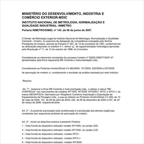 Portaria DIMEL/INMETRO 143:2007 - Situação: Revisto