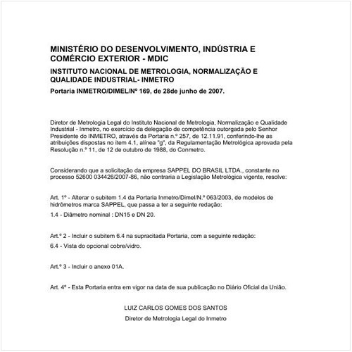 Portaria DIMEL/INMETRO 169:2007 - Situação: Revisto