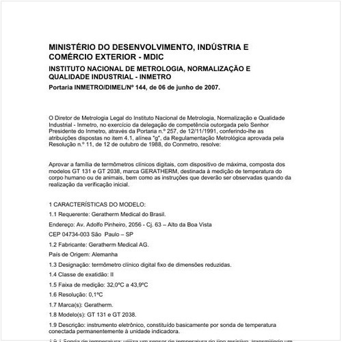 Portaria DIMEL/INMETRO 144:2007 - Situação: Revisto