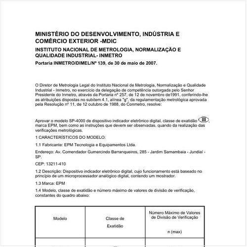 Portaria DIMEL/INMETRO 139:2007 - Situação: Revisto