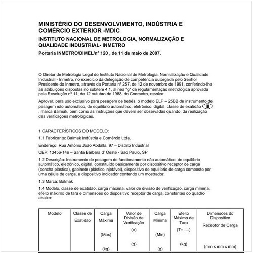 Portaria DIMEL/INMETRO 120:2007 - Situação: Revisto