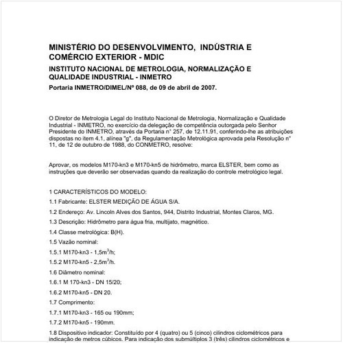 Portaria DIMEL/INMETRO 88:2007 - Situação: Em vigor